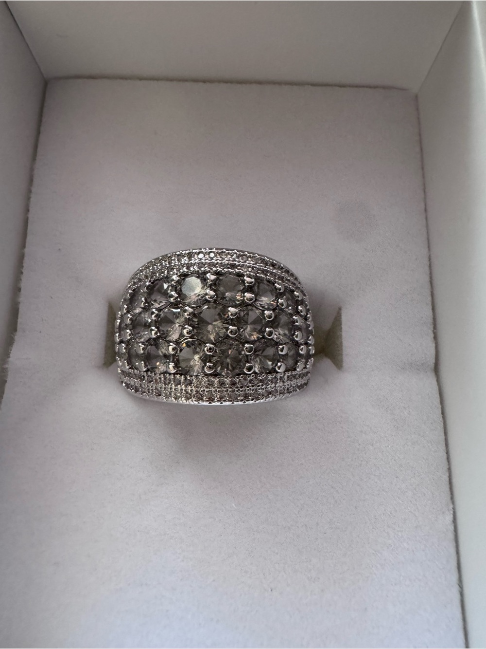 bp Silver-Tone Multi-Crystal Dome Ring